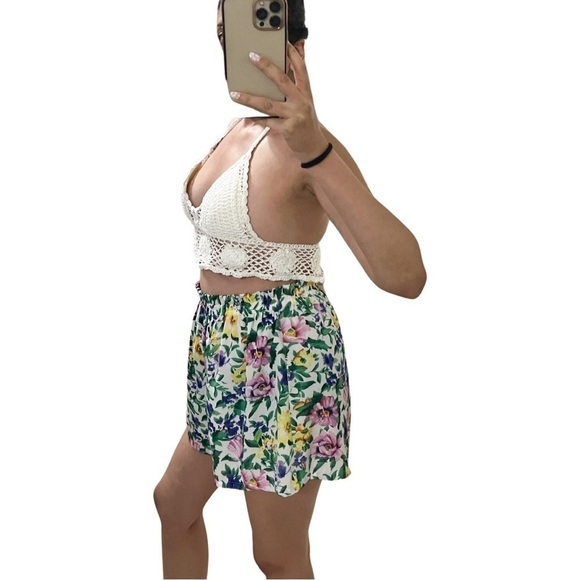 VINTAGE VICTORIA'S SECRET Gold Label 90's Floral Satin Mini Shorts Small - Picture 3 of 4